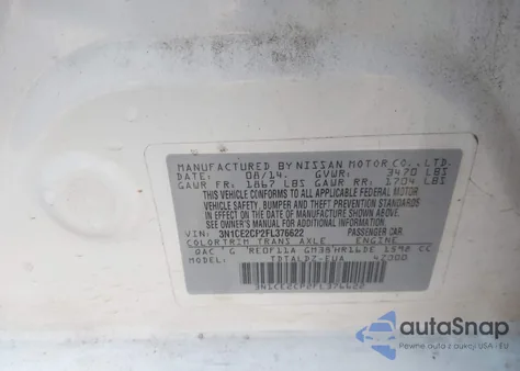 2015 Nissan Versa Note S (Sr)/S Plus/Sl/Sr/Sv from USA, damaged, VIN 3N1CE2CP2FL376622
